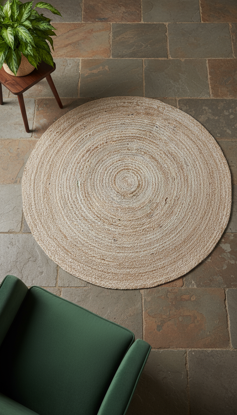 Braided Natural Jute Rug - Size: 4.5 x 4.5
