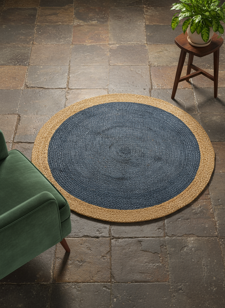 Braided Overdyed Round Jute Rug - Size: 4 x 4