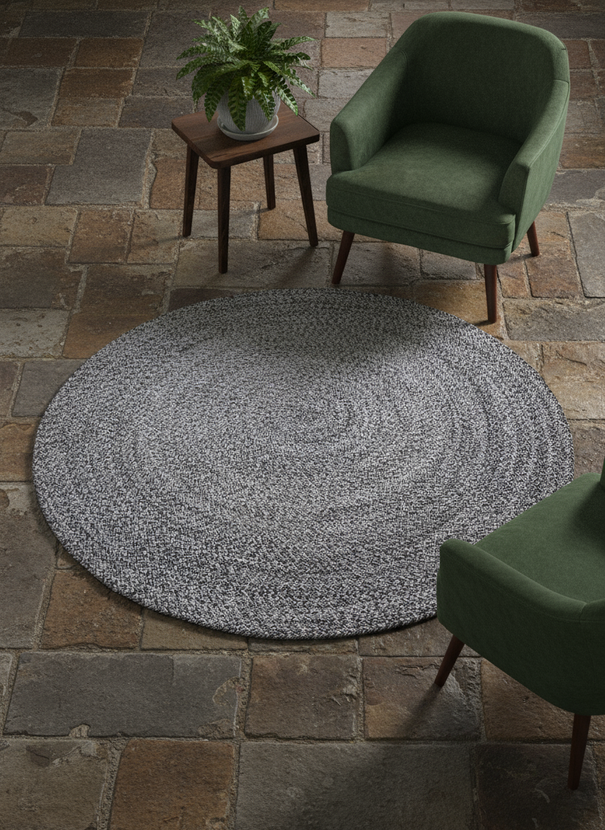 Braided Overdyed Jute Rug - Size: 5.9 x 5.9