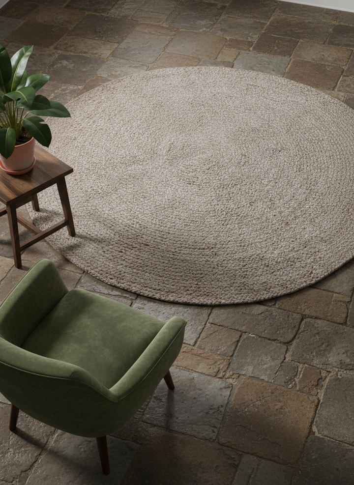 Braided Overdyed Jute Rug - Size: 5.3 x 5.3