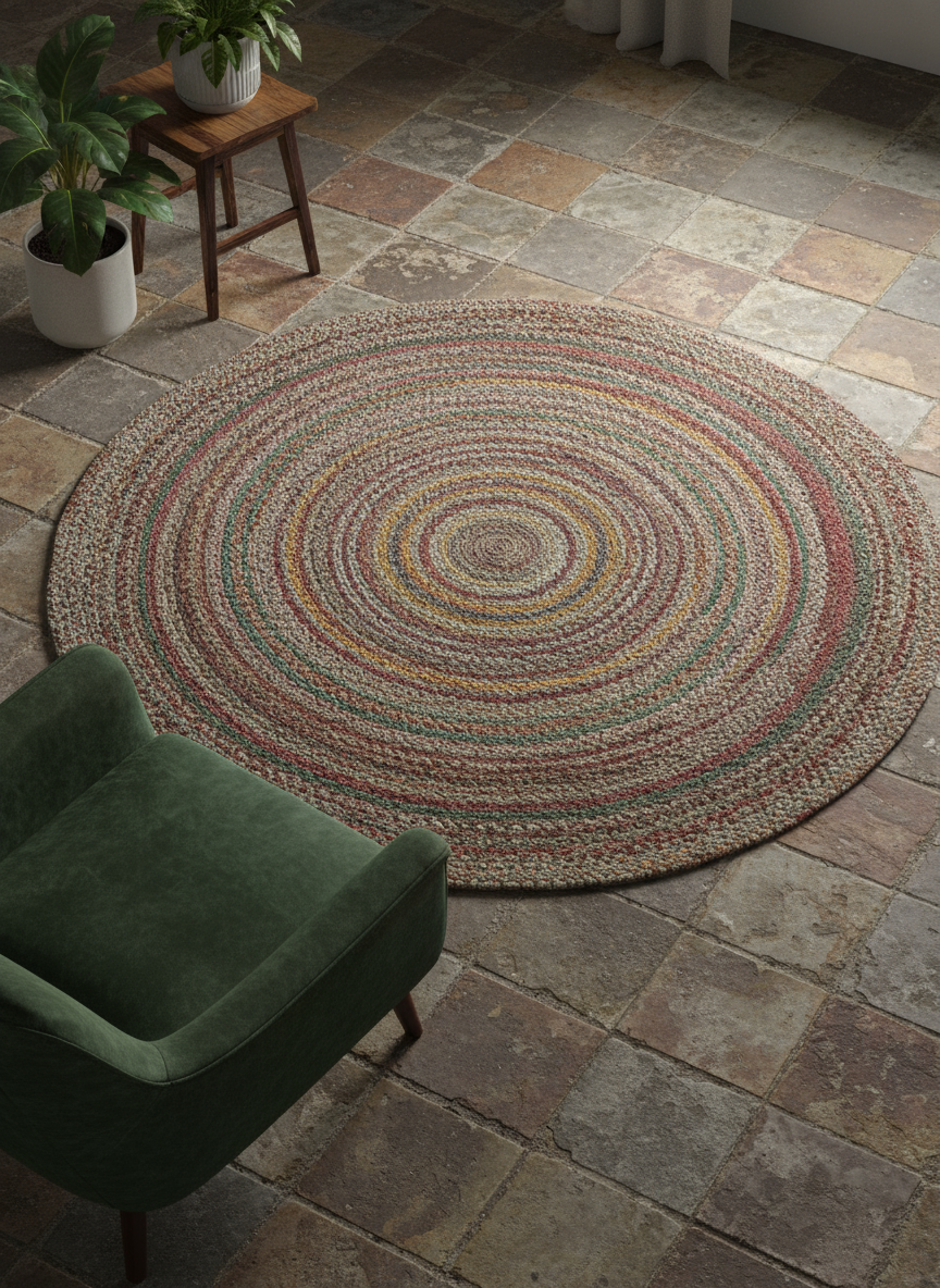 Braided Overdyed Jute Rug - Size: 7 x 7