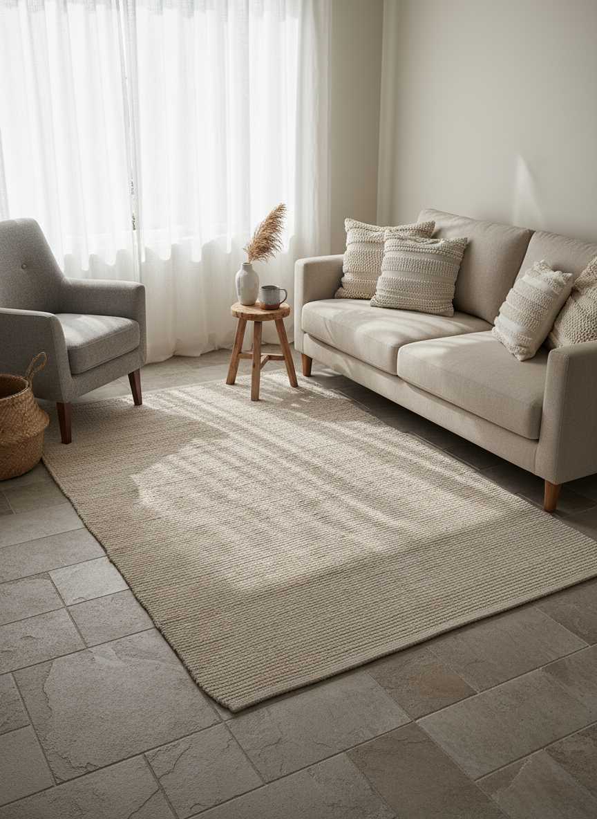 Flatweave Natural Jute Rug - Size: 7.10 x 5.3