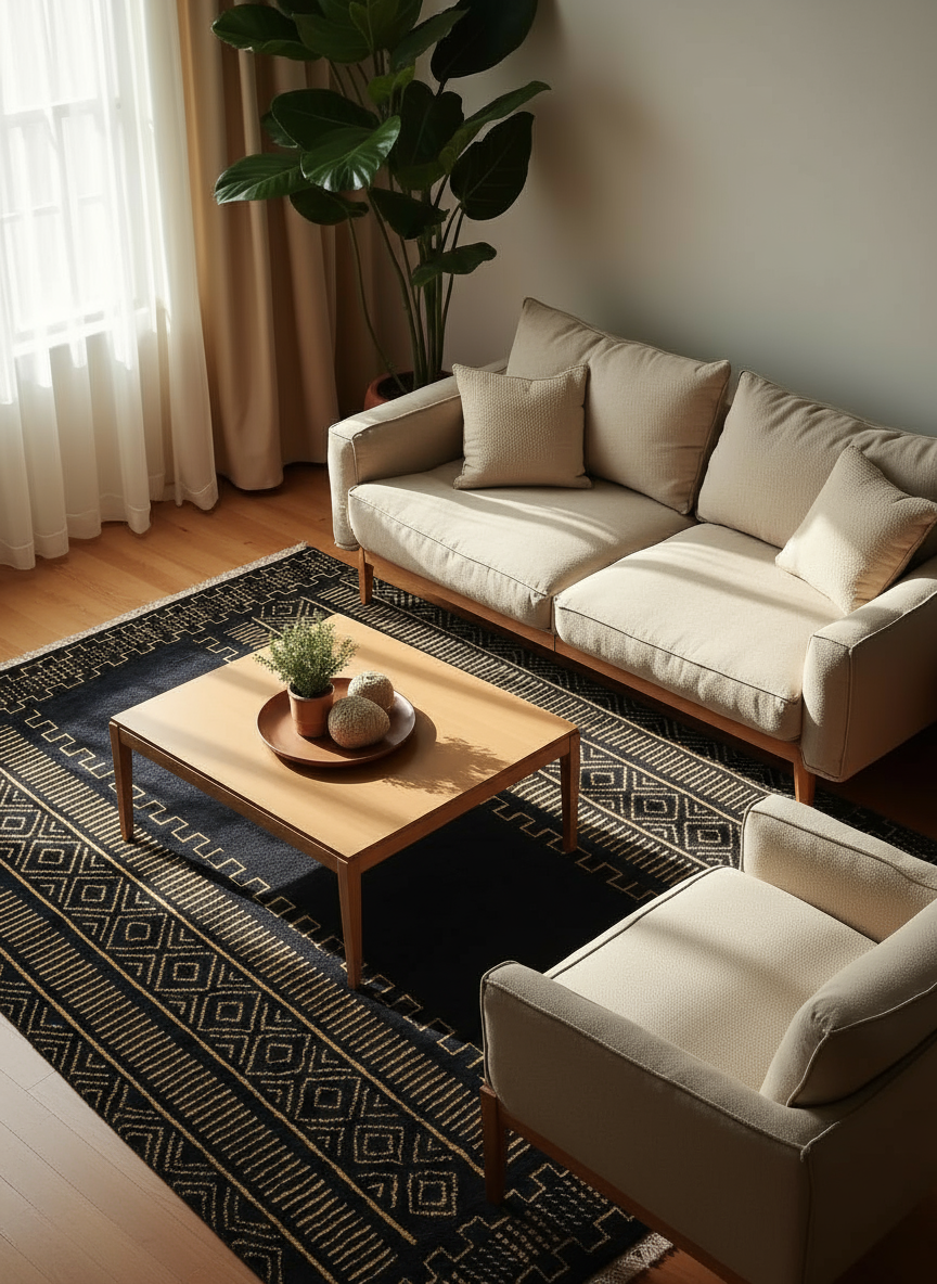 Raven Berber Wool Rug - Size: 9.11 x 8