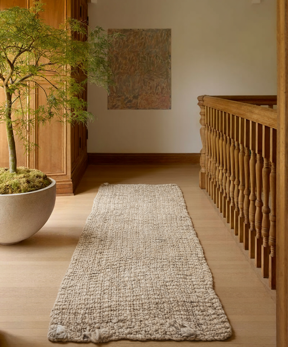 Chunky Natural Jute Runner - Size: 4.10 x 1.10