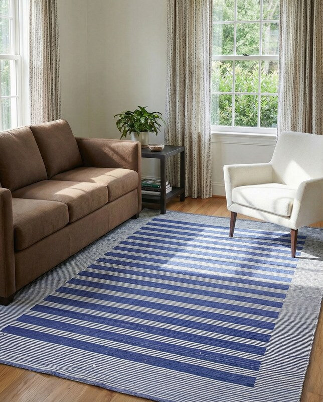 Cotton Modern Flatweave Rug - Size: 6.11 x 4.5