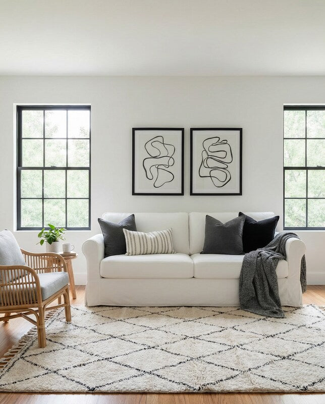 Cotton Moroccan Modern Rug - Size: 5.7 x 3.11