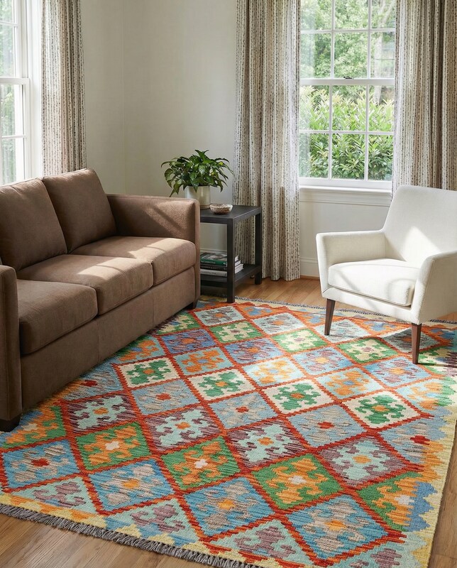 Maimana Afghanistan Kilim Rug - Size: 6 x 4.4