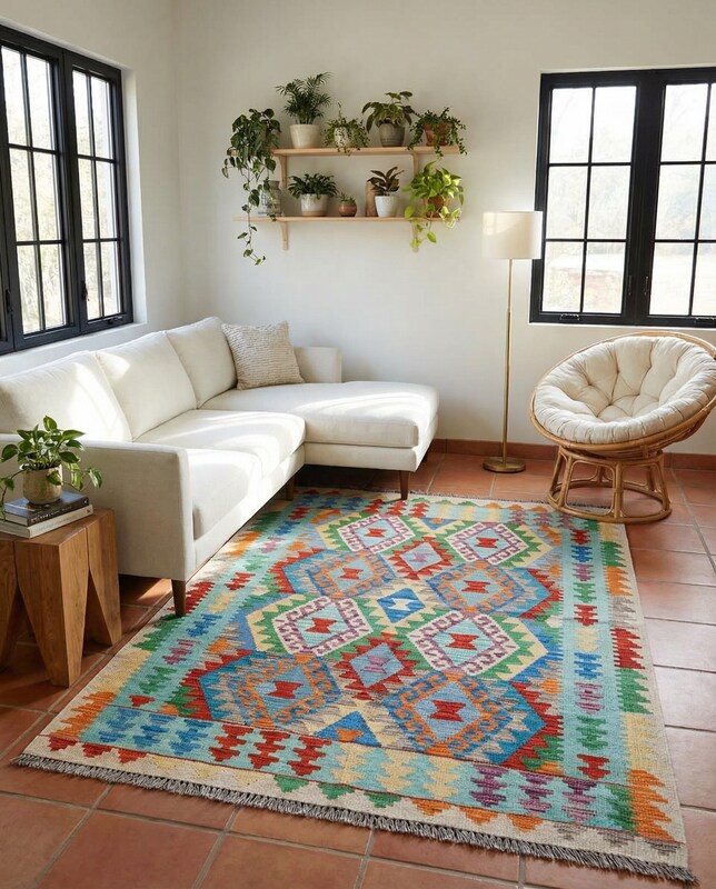 Maimana Afghanistan Kilim Rug - Size: 5.10 x 4.1