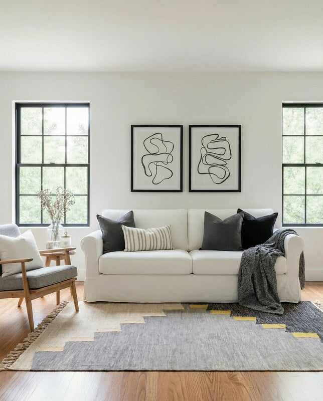 Turkish Modern Flatweave Rug - Size: 5.11 x 3.11