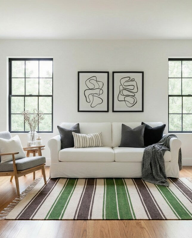 Turkish Modern Flatweave Rug - Size: 6.7 x 4
