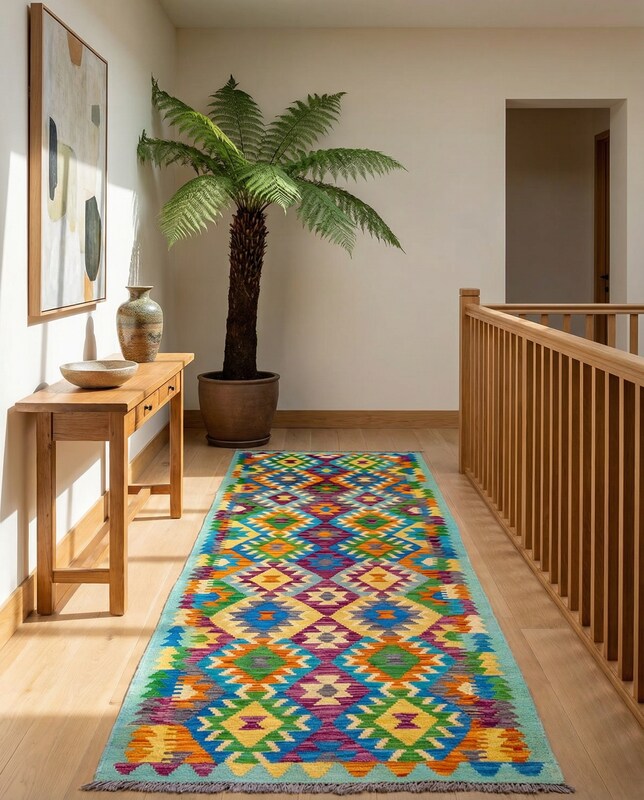 Maimana Afghanistan Kilim Runner - Size: 9.10 x 2.10