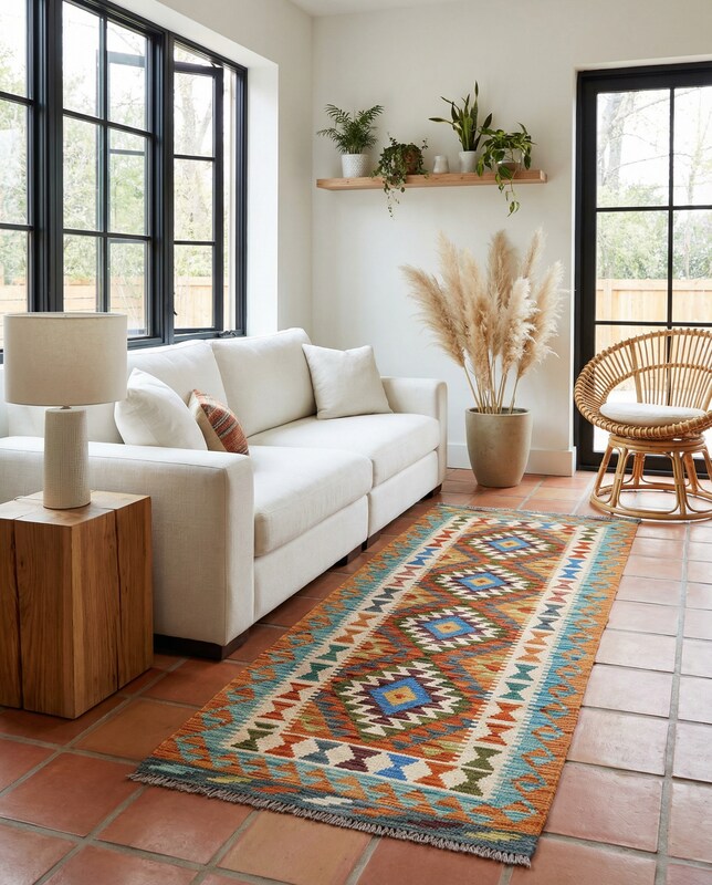 Maimana Afghanistan Kilim Runner - Size: 6.6 x 2.8