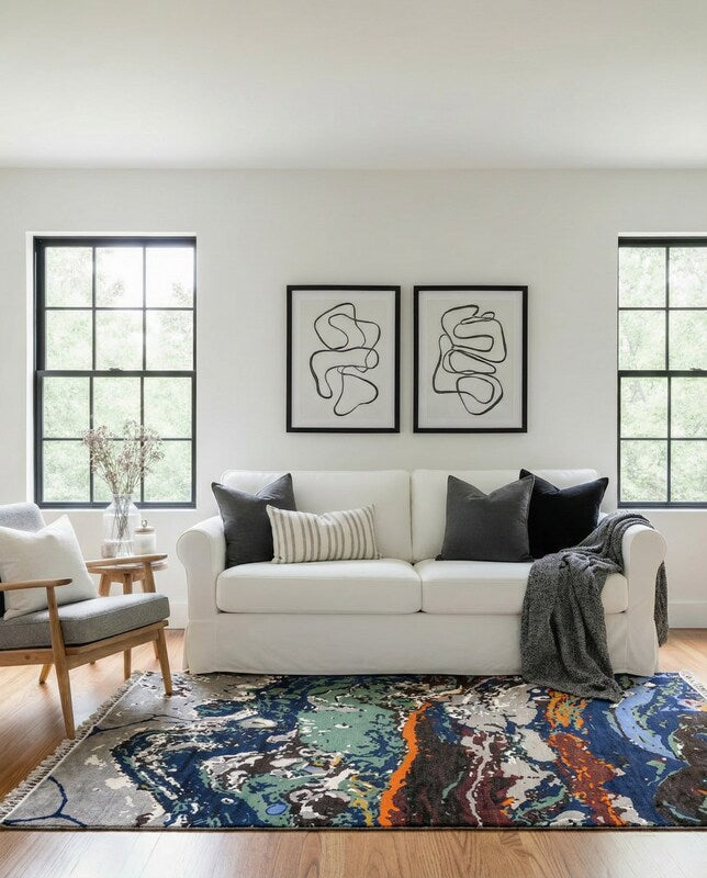 Modern Chobi Silk & Wool Rug - Size: 9.4 x 6