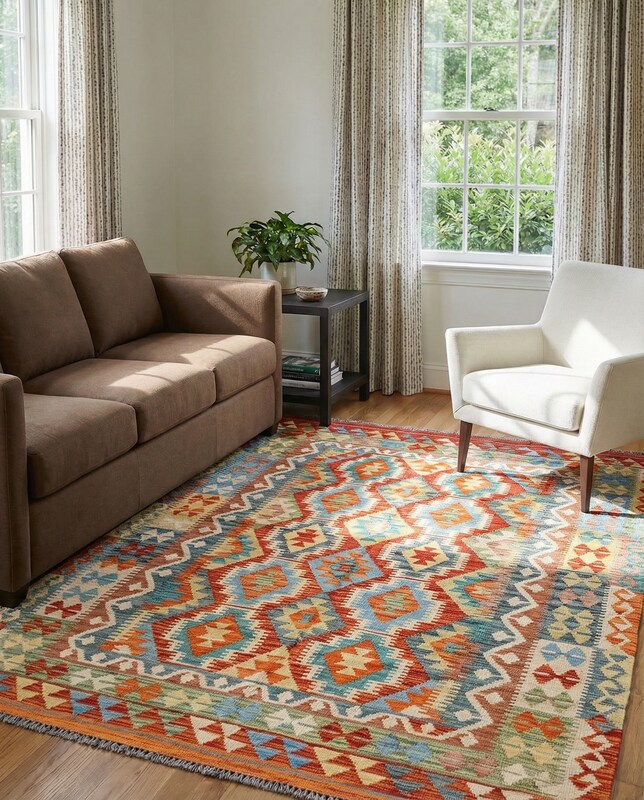 Maimana Afghanistan Kilim Rug - Size: 6.9 x 5