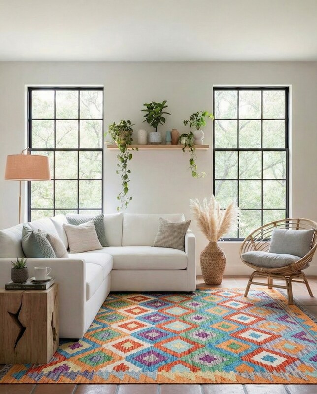 Maimana Afghanistan Kilim Rug - Size: 5.7 x 4.4