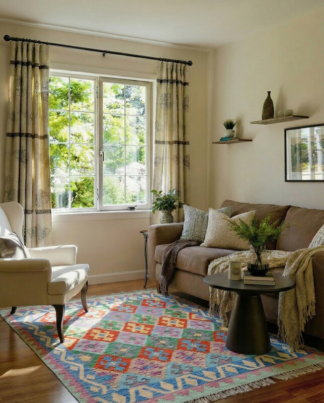 Maimana Afghanistan Kilim Rug - Size: 5.8 x 4.3