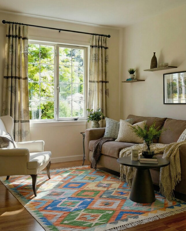 Maimana Afghanistan Kilim Rug - Size: 4.10 x 3.3