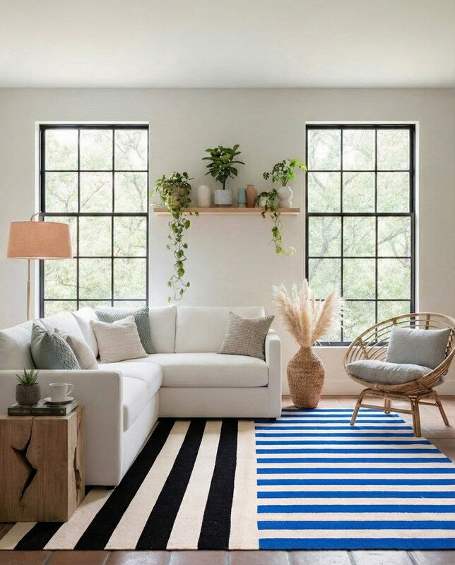 Modern Flatweave Rug - Size: 6.3 x 4.2