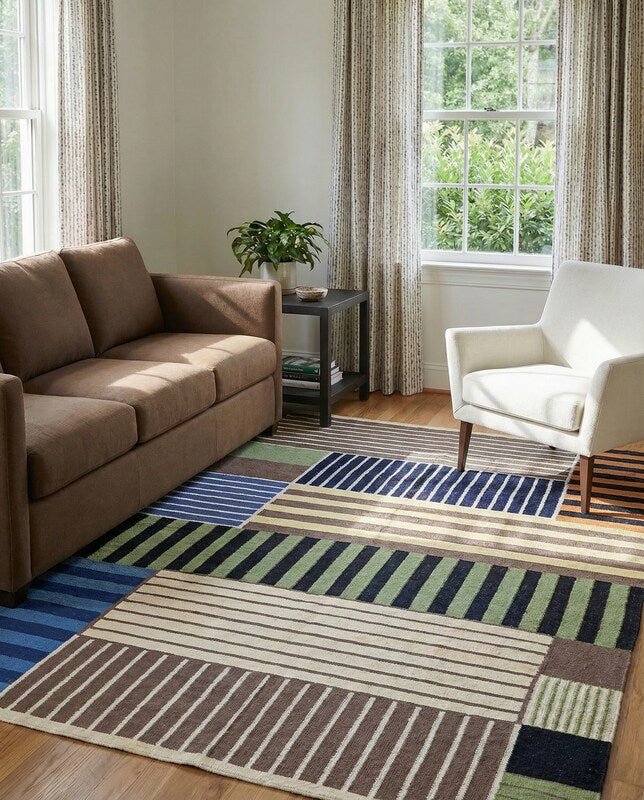 Modern Flatweave Rug - Size: 7.7 x 5.7
