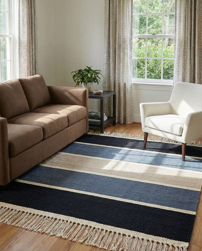 Turkish Modern Flatweave Rug - Size: 3.9 x 2.4