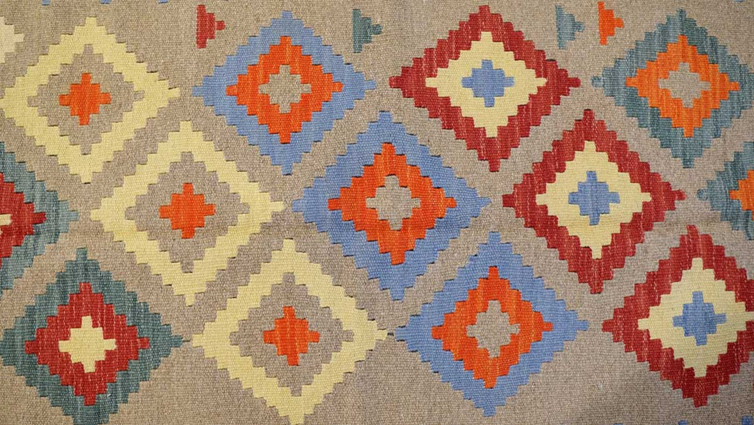 Colourful Bohemian Kilim - Size: 5.11 x 4 - Imam Carpet Co