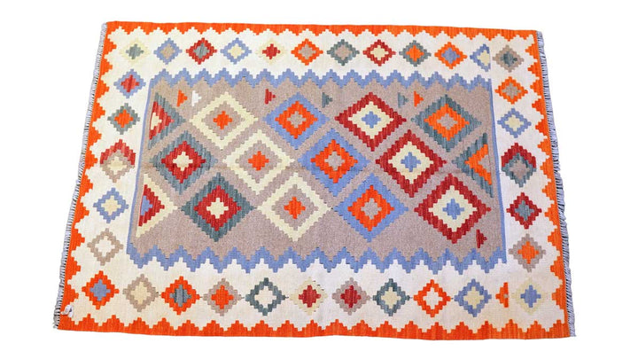 Colourful Bohemian Kilim - Size: 5.11 x 4 - Imam Carpet Co