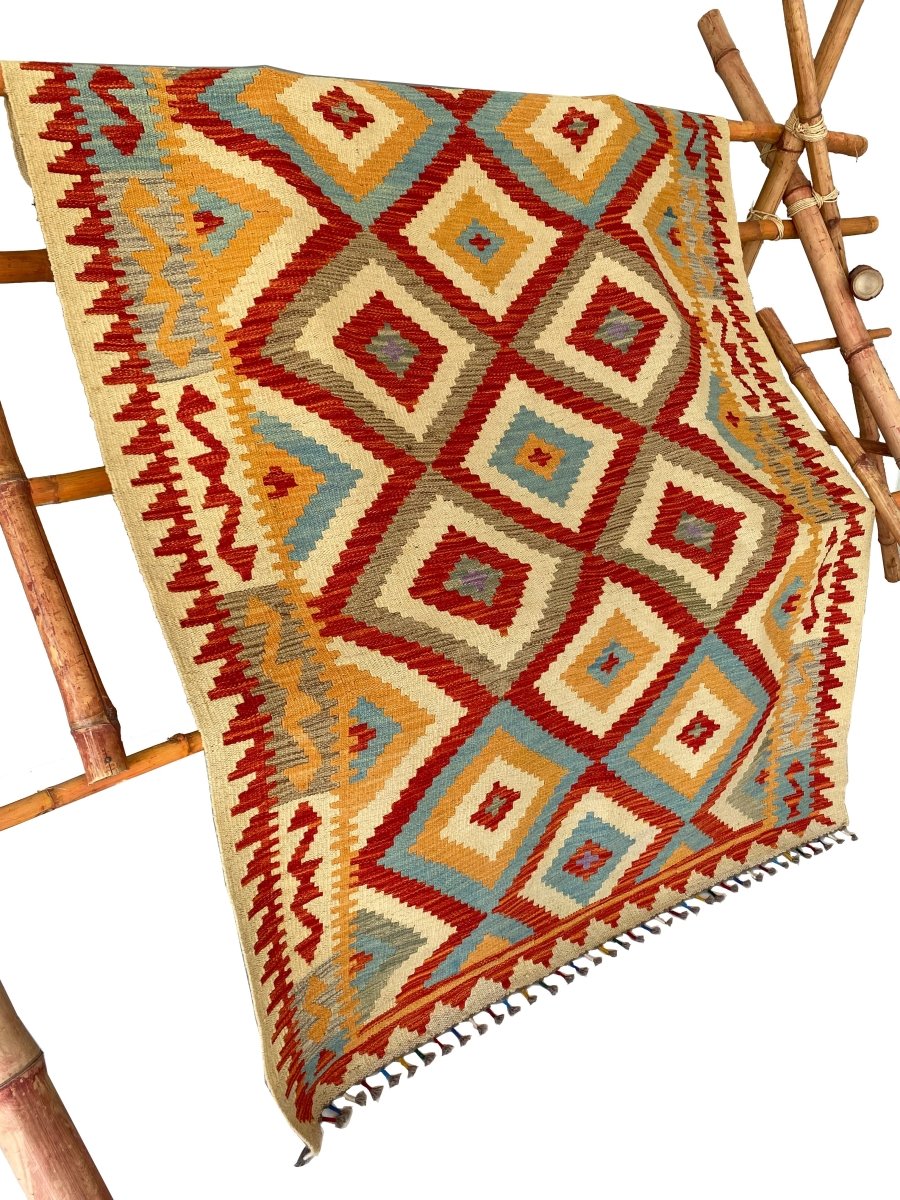 Afghani Chobi Kilim - Size: 5.11 x 4.7 - Imam Carpets - Online Shop