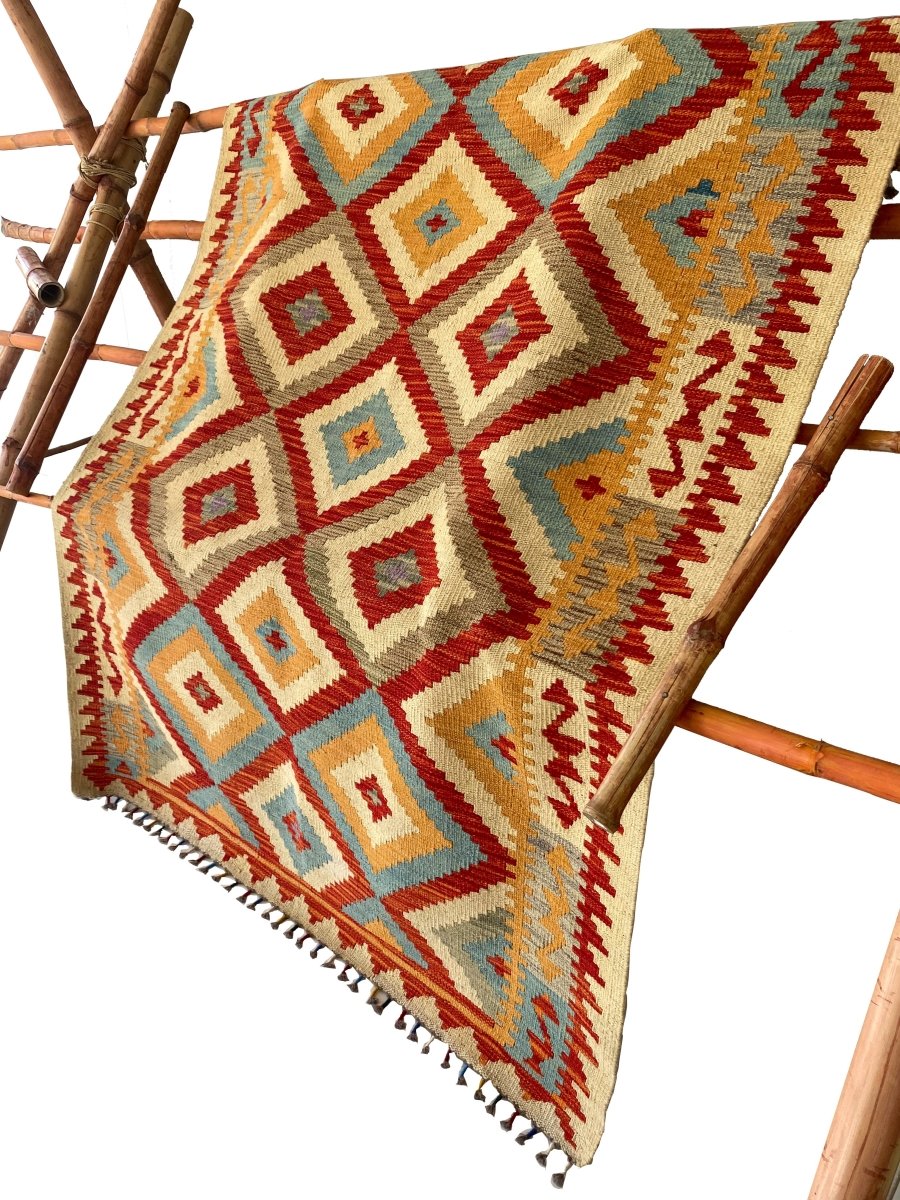 Afghani Chobi Kilim - Size: 5.11 x 4.7 - Imam Carpets - Online Shop