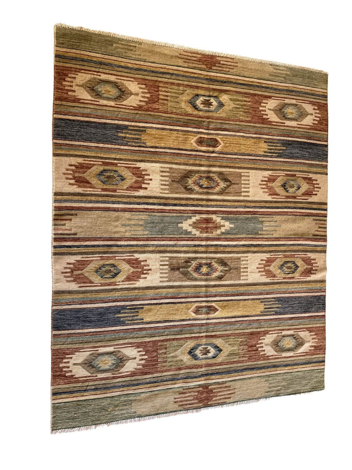 Antique Wash Afghani Kilim - Size: 7.5 x 6.2 - Imam Carpet Co. Home