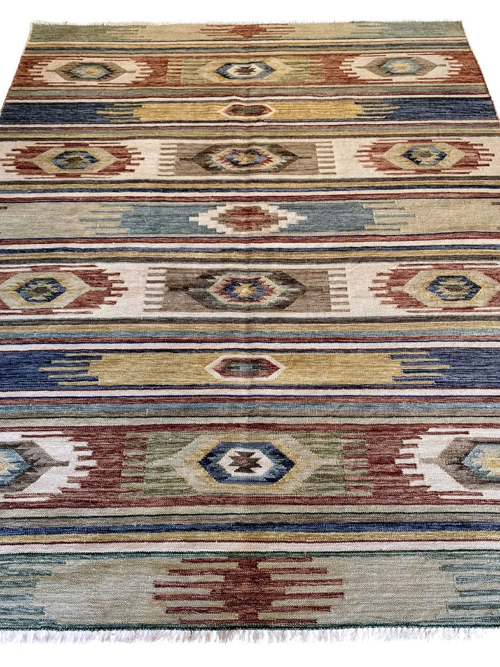 Antique Wash Afghani Kilim - Size: 7.5 x 6.2 - Imam Carpet Co. Home