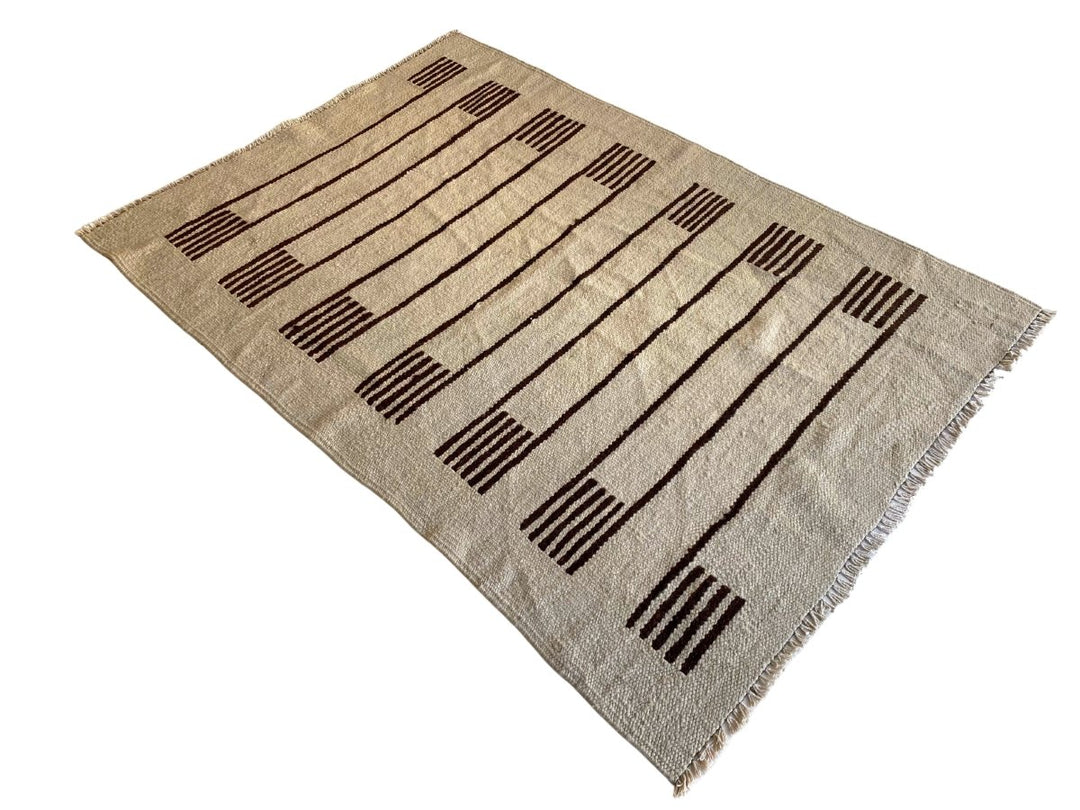 Bar Stripe Dhurrie - Size: 5.7 x 4.1 - Imam Carpet Co. Home