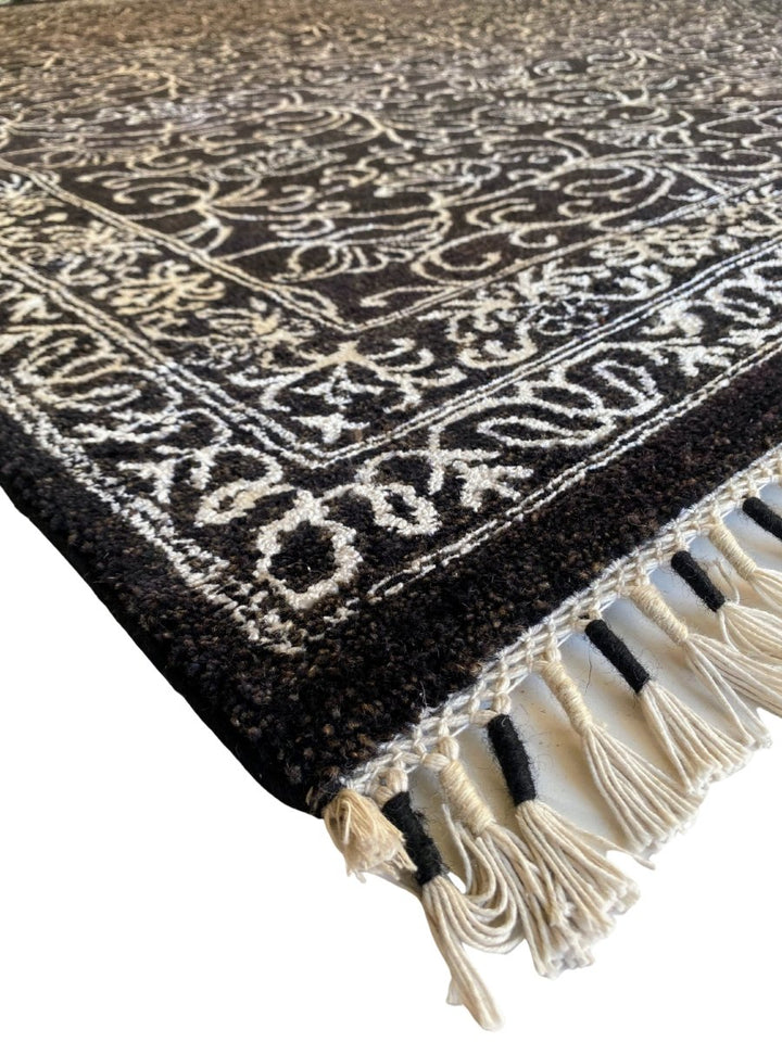 Black & White Floral Silk Rug - Size: 10.2 x 8.2 - Imam Carpet Co. Home