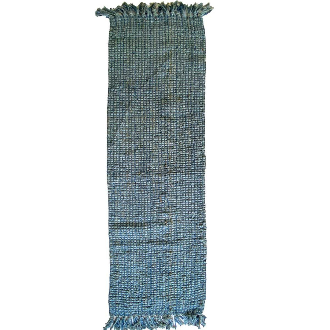 Blue Chunky Jute Runner - Size: 8.11 x 2.7 - Imam Carpets Online Store