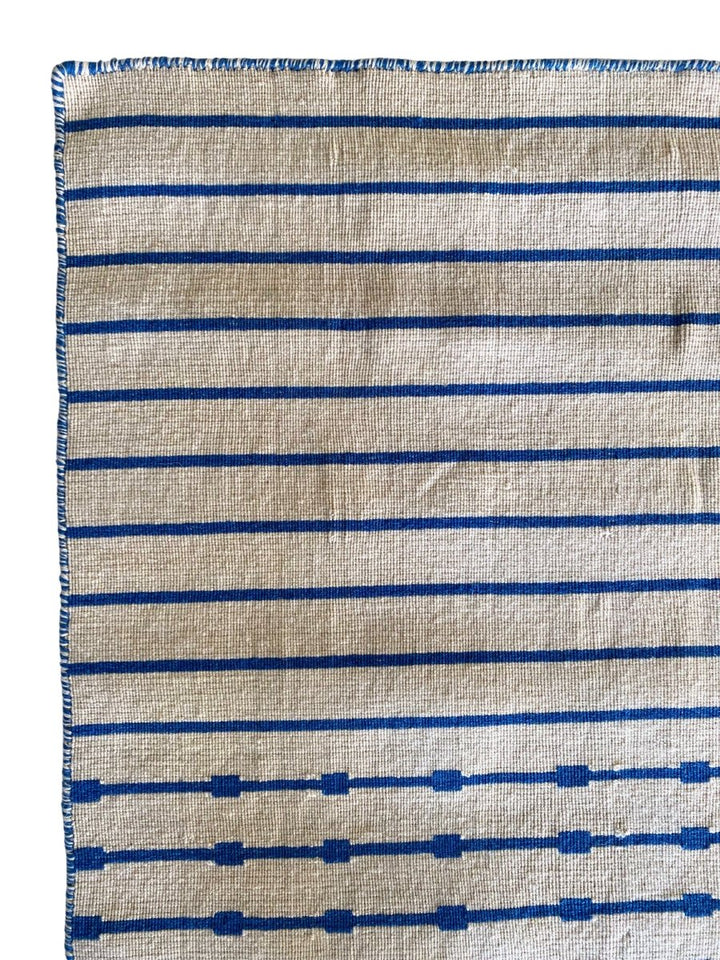 Blue Stripes Dhurrie - Size: 7.8 x 5.10 - Imam Carpet Co. Home