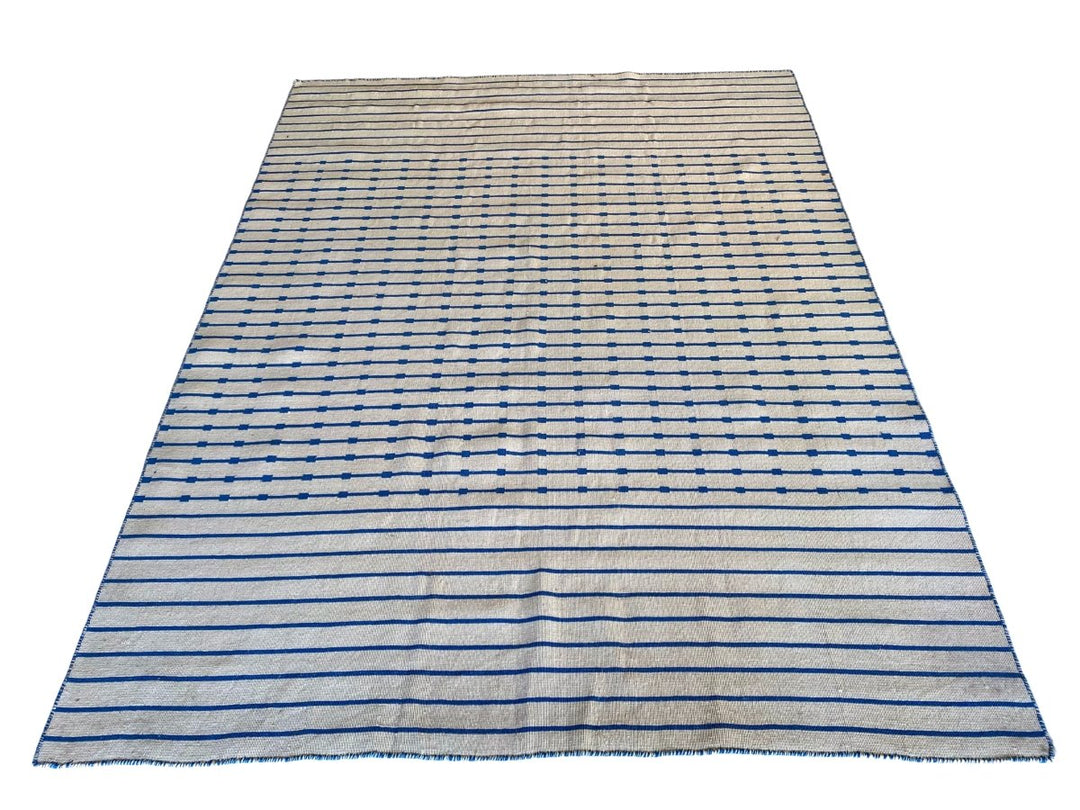 Blue Stripes Dhurrie - Size: 7.8 x 5.10 - Imam Carpet Co. Home