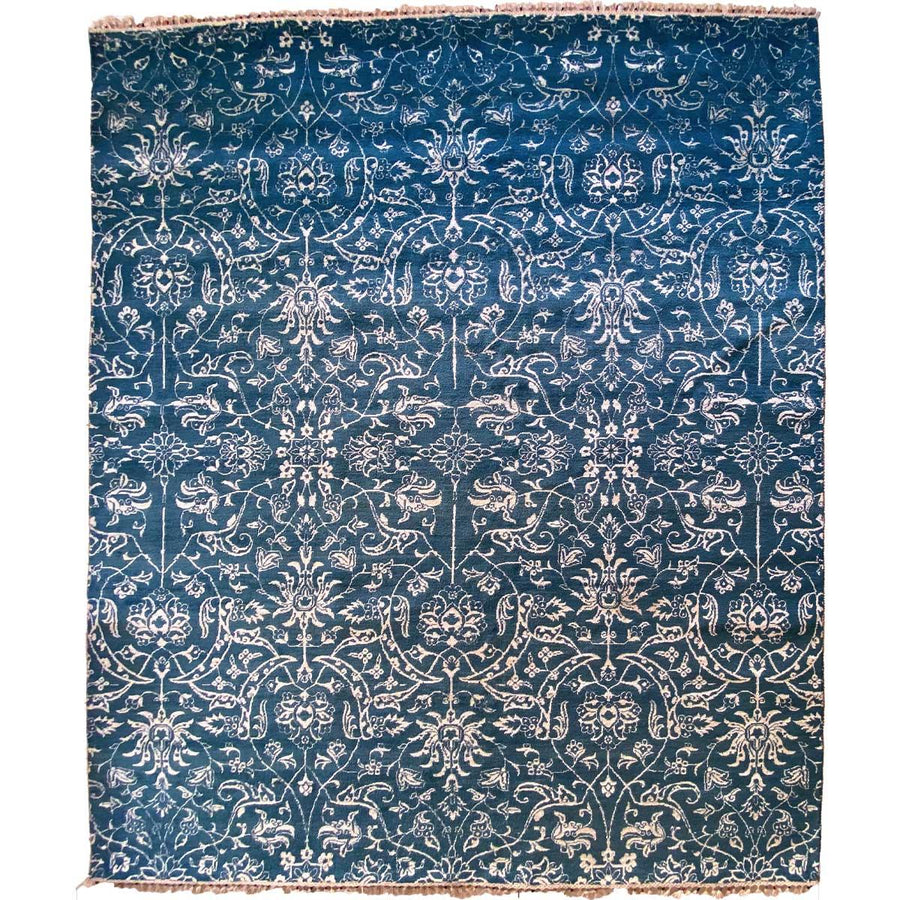 Blue Wrought Trellis Silk Rug - Size: 10.4 x 8 - Imam Carpets - Online Shop