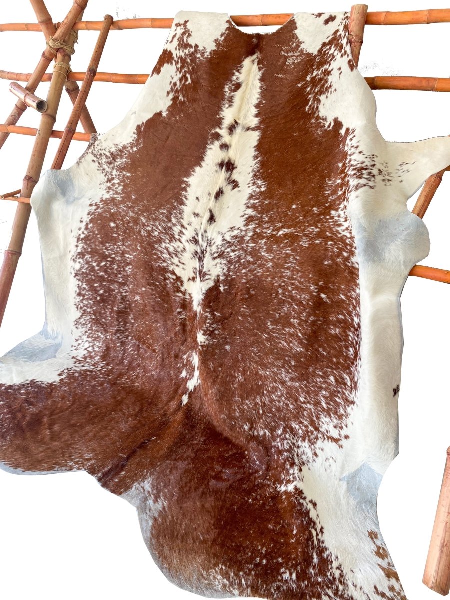 Brown & White Authentic Cow Hide - Size: 9.5 x 7 - Imam Carpets - Online Shop