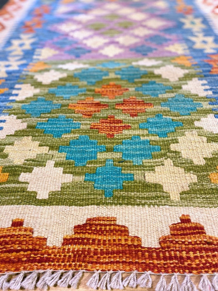 Colorful Bohemian Kilim - Size: 10.1 x 2.8 (Runner) - Imam Carpets - Online Shop