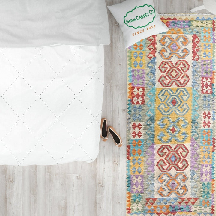 Colorful Bohemian Kilim - Size: 7.2 x 3.2 (Runner) - Imam Carpets - Online Shop