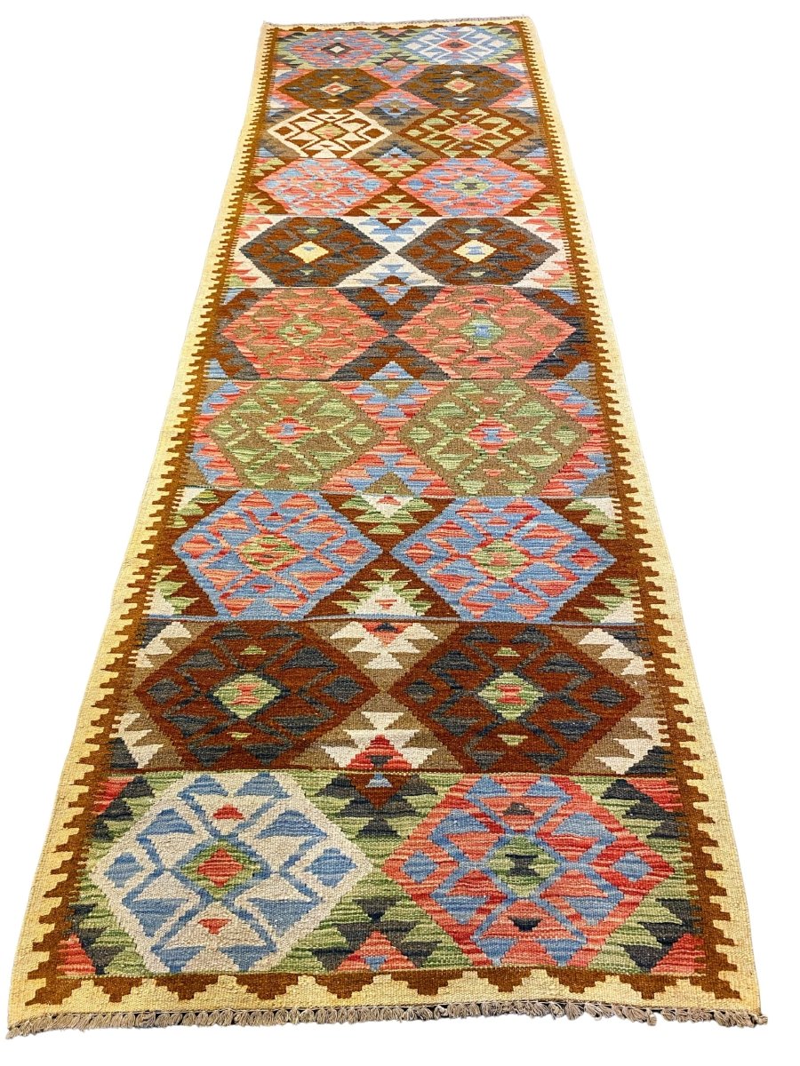 Colorful Bohemian Kilim - Size: 9.10 x 3.2 (Runner) - Imam Carpets - Online Shop
