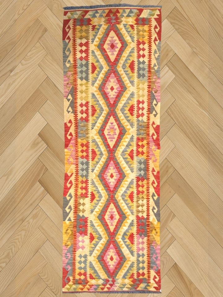 Colorful Bohemian Kilim - Size: 9.10 x 3.5 (Runner) - Imam Carpets - Online Shop