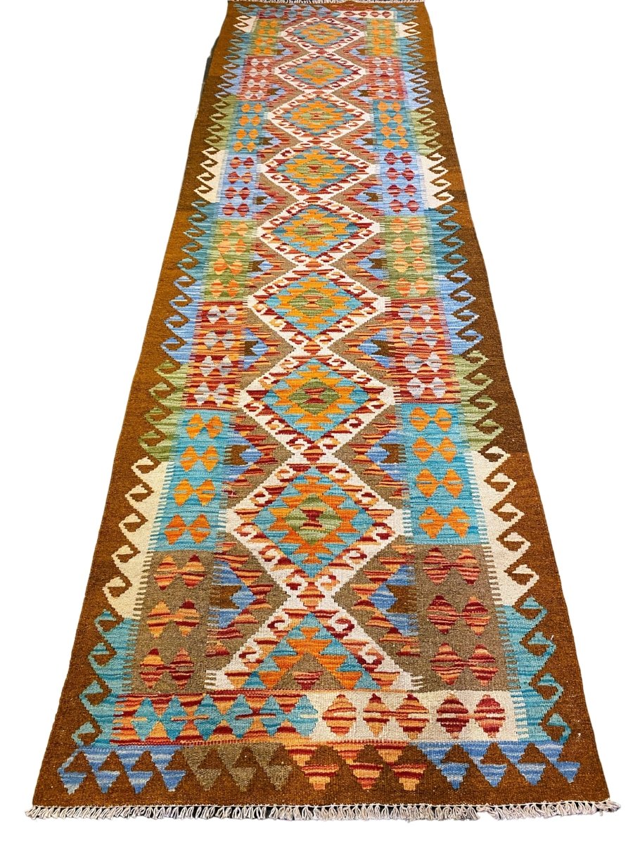 Colorful Bohemian Kilim - Size: 9.8 x 2.9 (Runner) - Imam Carpets - Online Shop