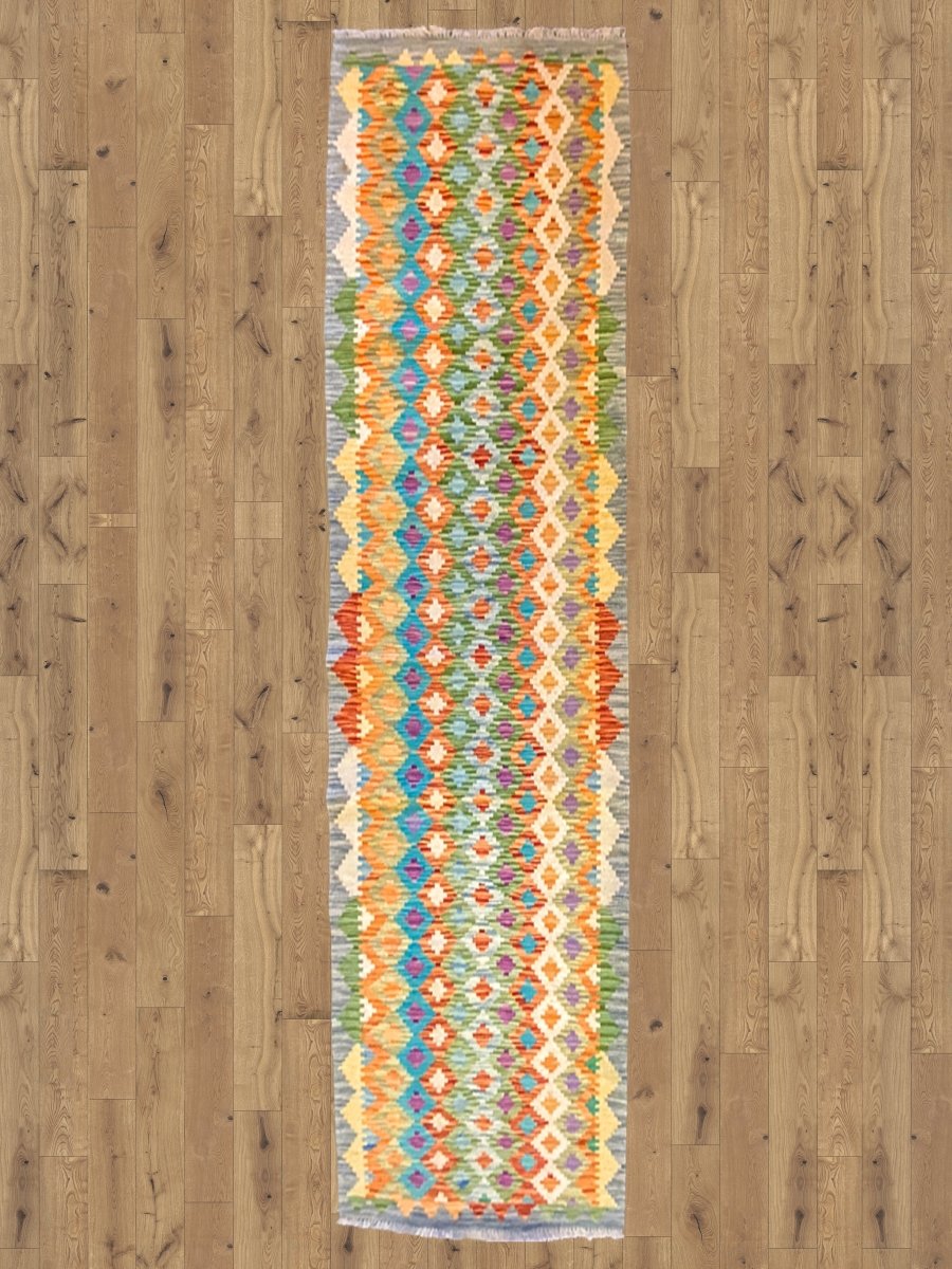 Colorful Bohemian Kilim - Size: 9.9 x 2.8 (Runner) - Imam Carpets - Online Shop