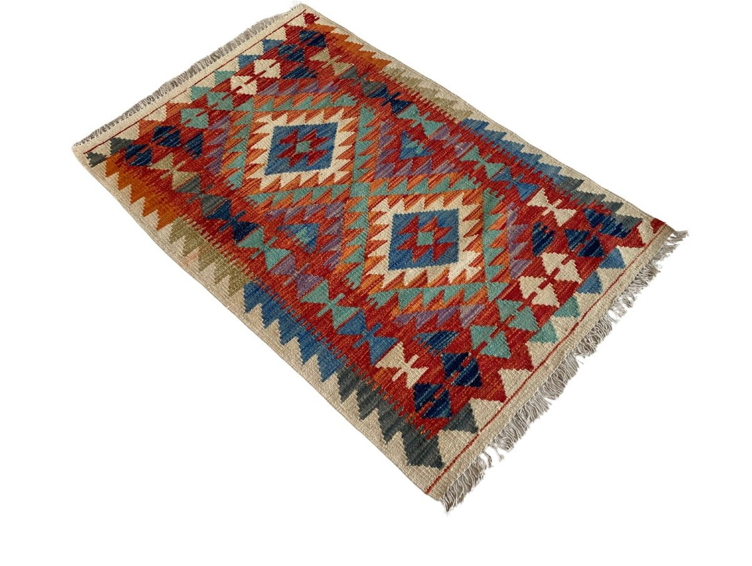 Colourful Afghani Chobi Kilim - Size: 4 x 2.9 - Imam Carpet Co. Home