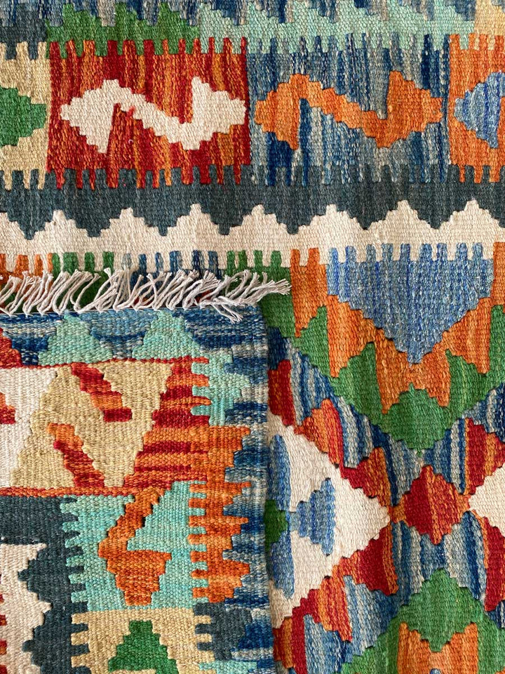 Colourful Afghani Chobi Kilim - Size: 4.10 x 3.2 - Imam Carpet Co. Home