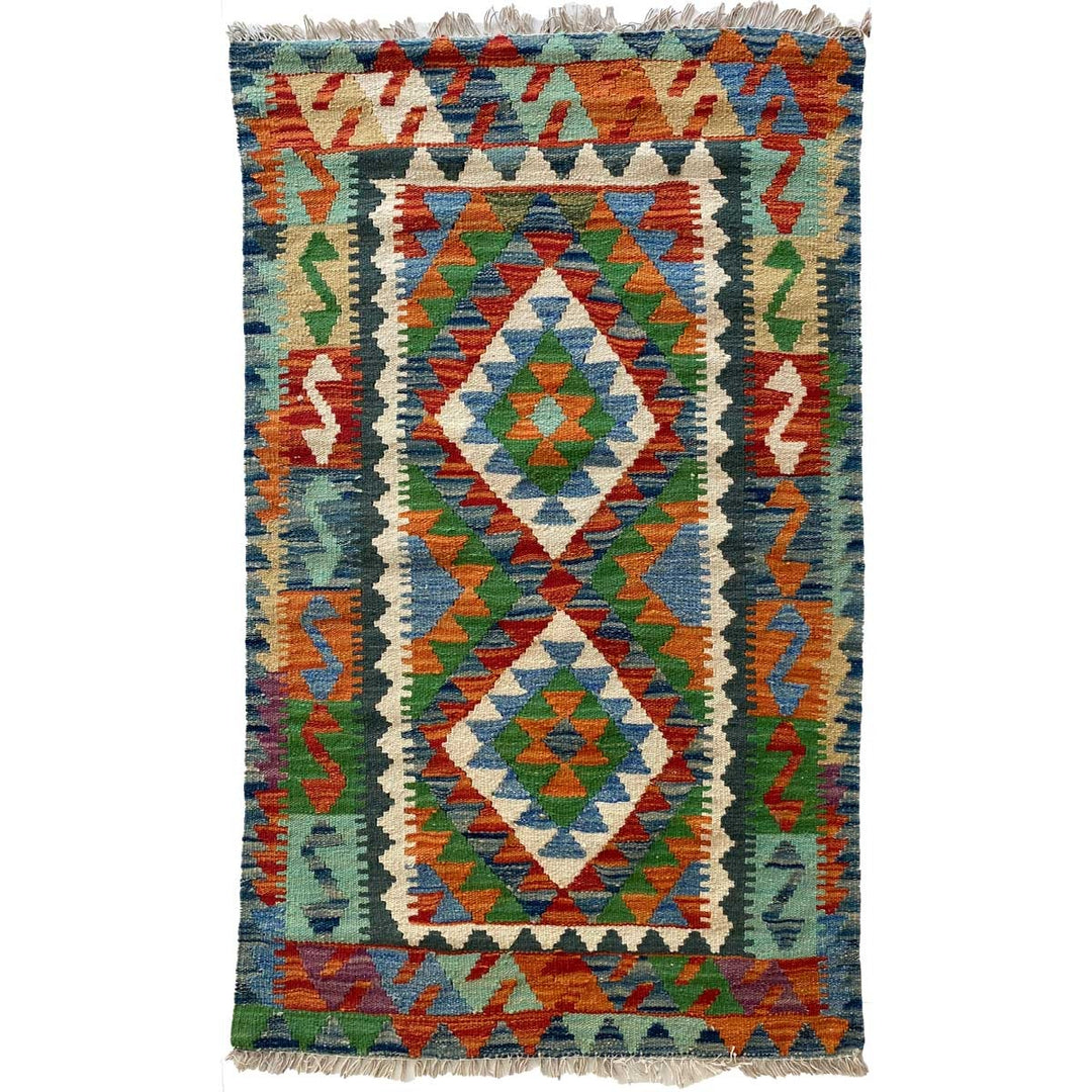 Colourful Afghani Chobi Kilim - Size: 4.10 x 3.2 - Imam Carpet Co. Home