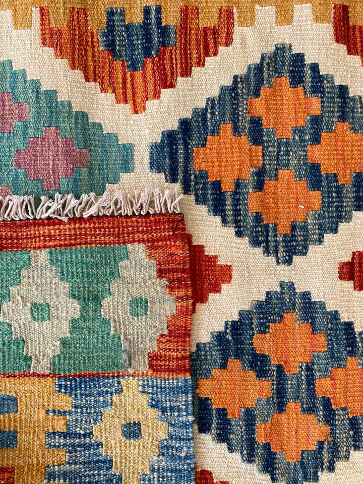 Colourful Afghani Chobi Kilim - Size: 4.10 x 3.5 - Imam Carpet Co. Home