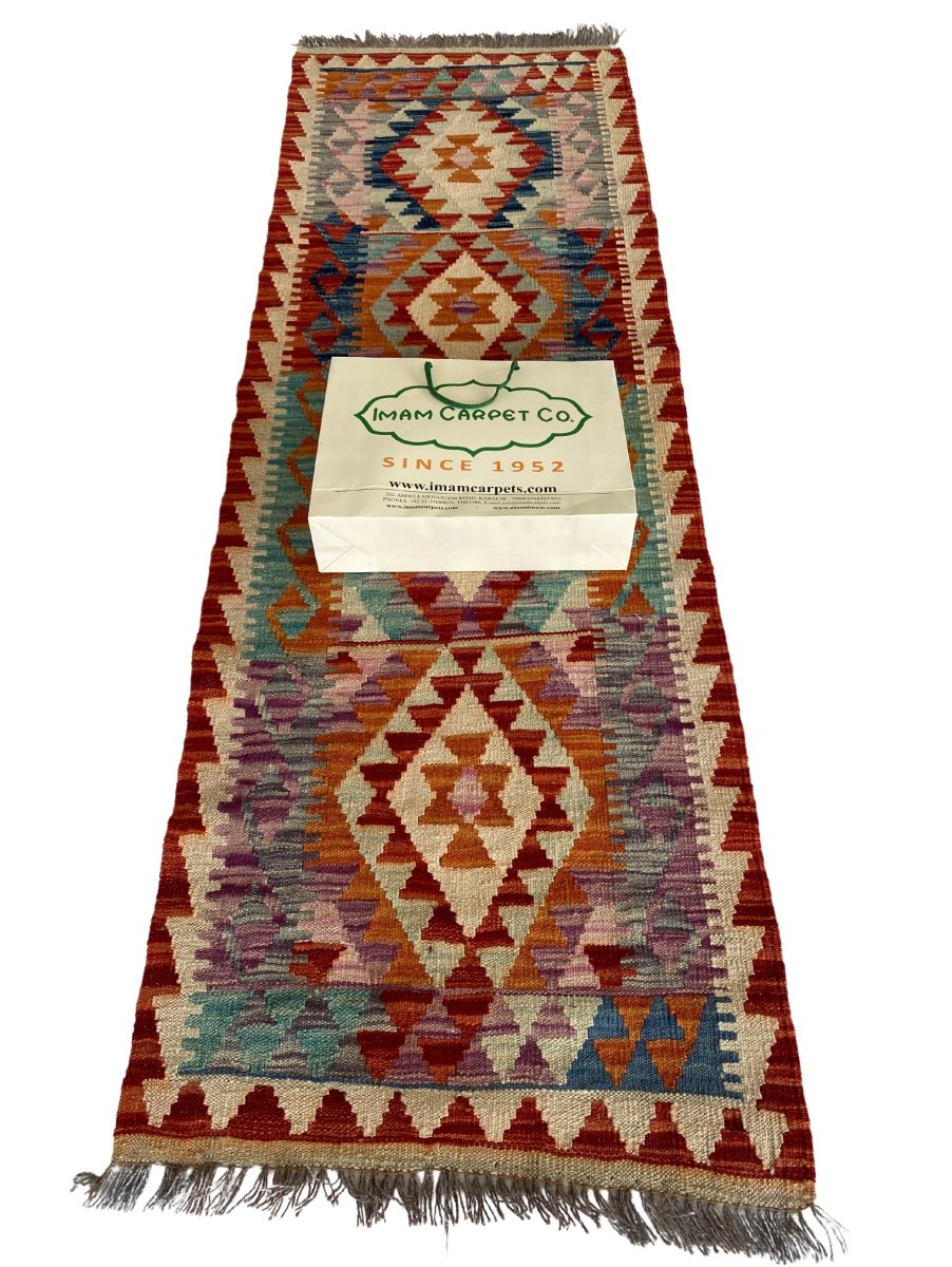 Colourful Afghani Chobi Kilim - Size: 6.7 x 2.3 (Runner) - Imam Carpet Co. Home