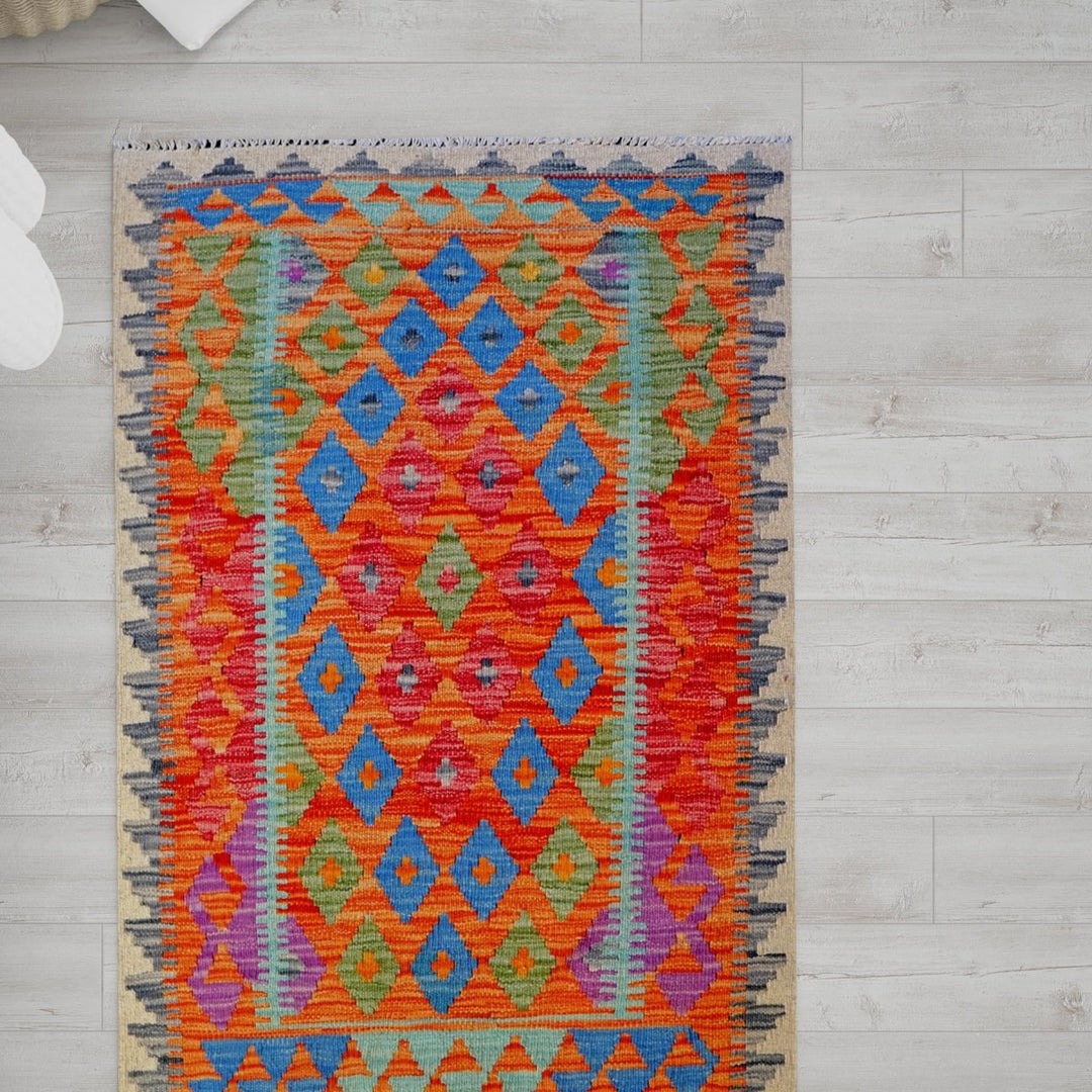 Colourful Bohemian Kilim - Size: 3.11 x 2.10 - Imam Carpets - Online Shop