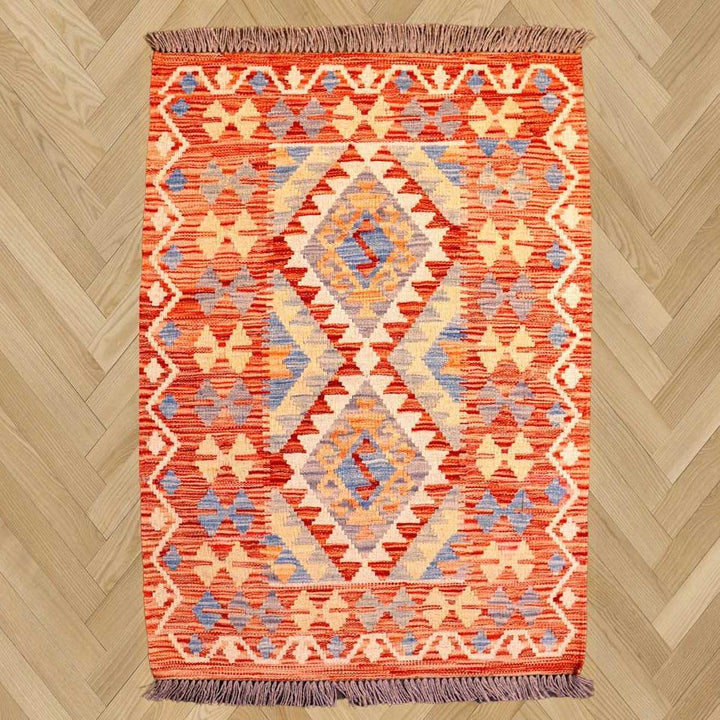 Colourful Bohemian Kilim - Size: 3.8 x 2.7 - Imam Carpets - Online Shop